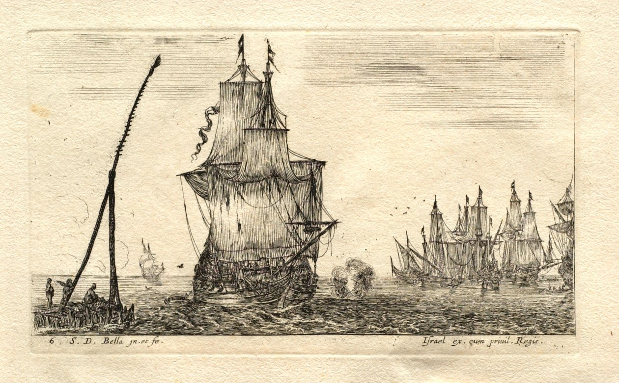 Een boot met volle zeilen door Stefano della Bella