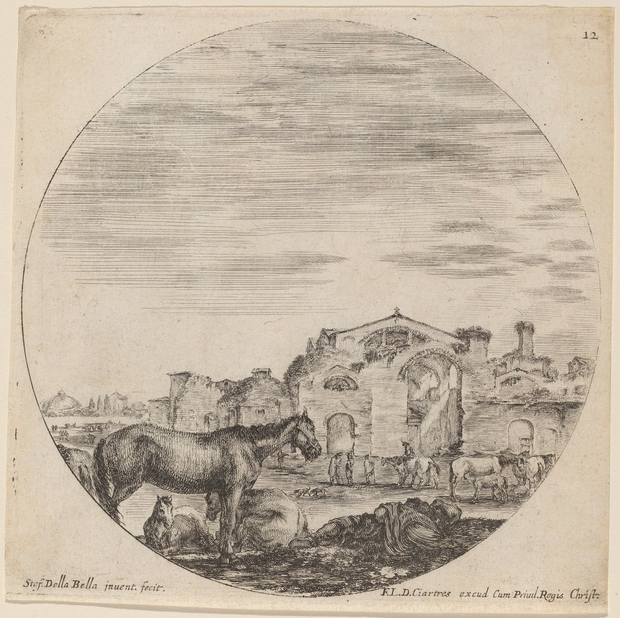 Baden van Diocletianus en Slapende Herder door Stefano della Bella