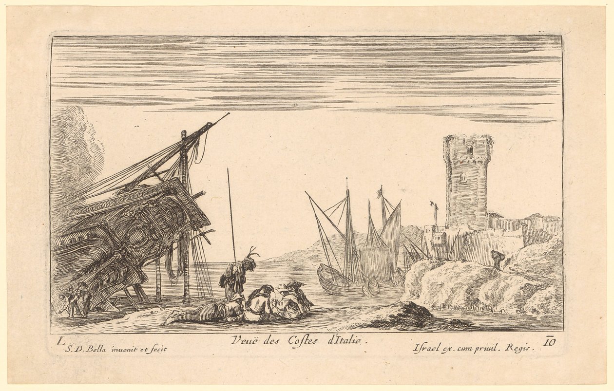 Uitzicht op de Italiaanse kust door Stefano della Bella