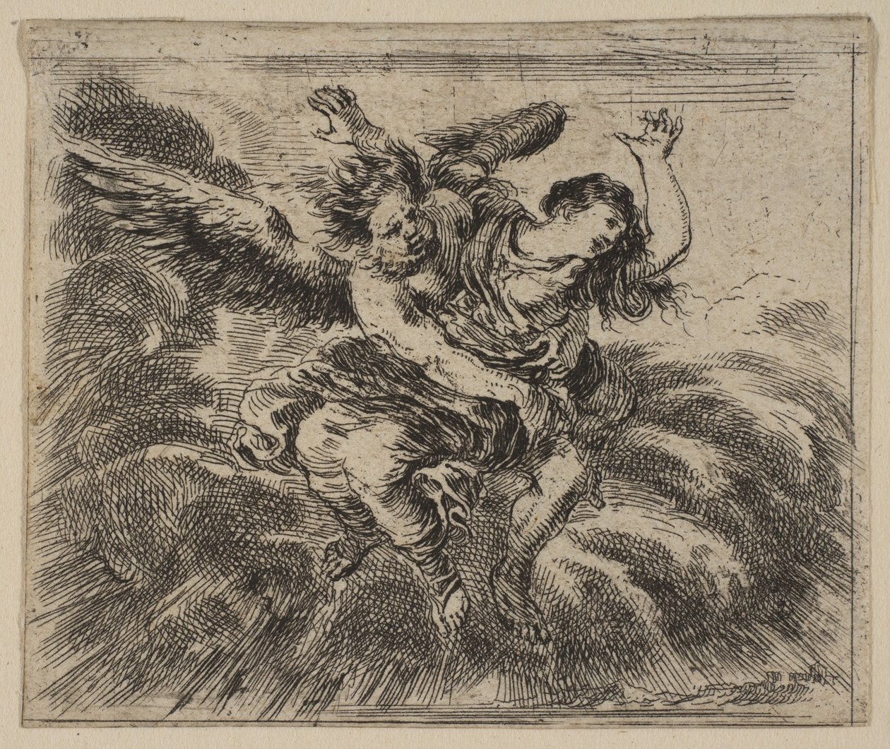 Boreas en Oreithyia, uit Spel van Mythologie Jeu de la Mythologie, 1644 door Stefano della Bella