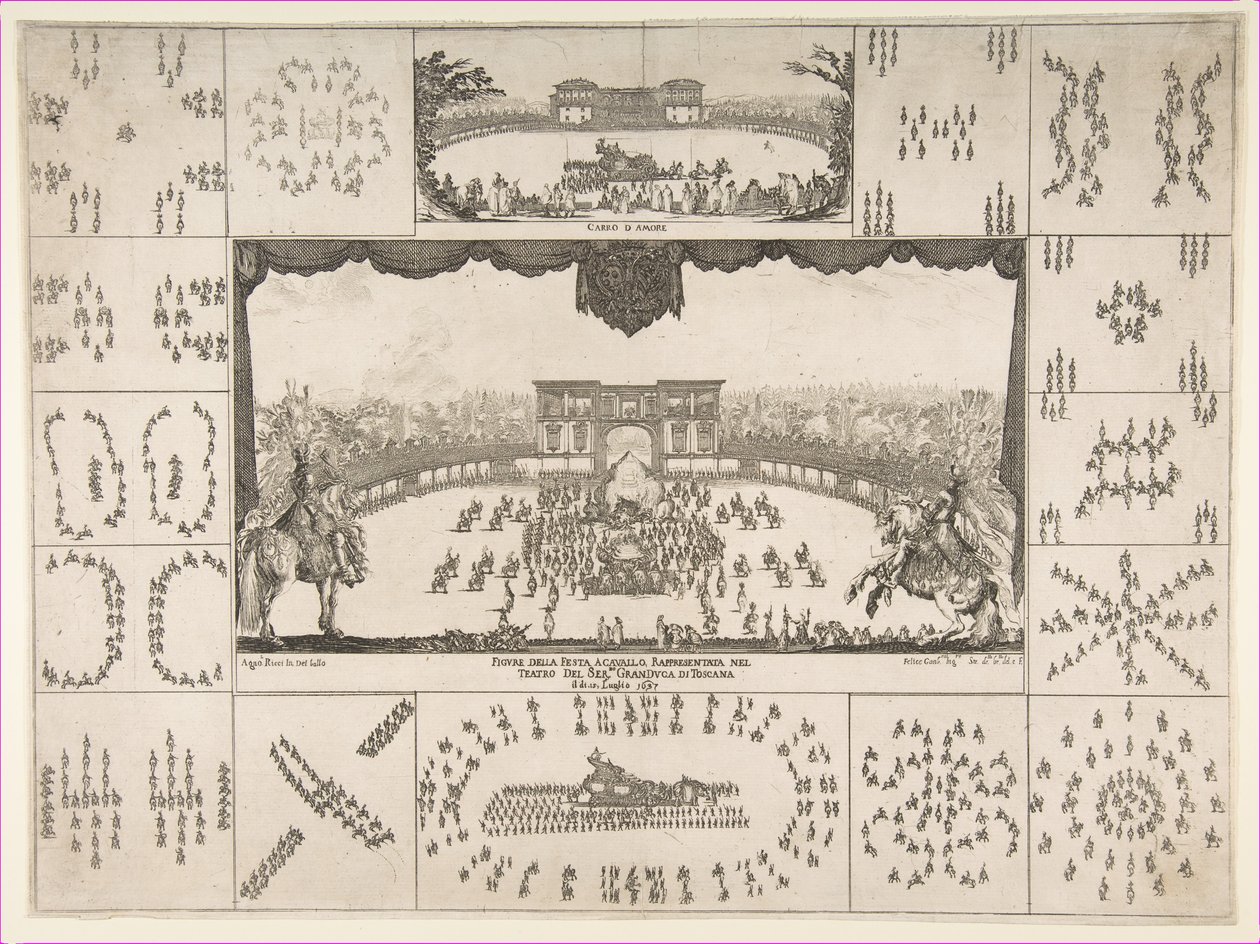 Carrousel in Florence voor het huwelijk van groothertog Ferdinand II, 1637 door Stefano della Bella