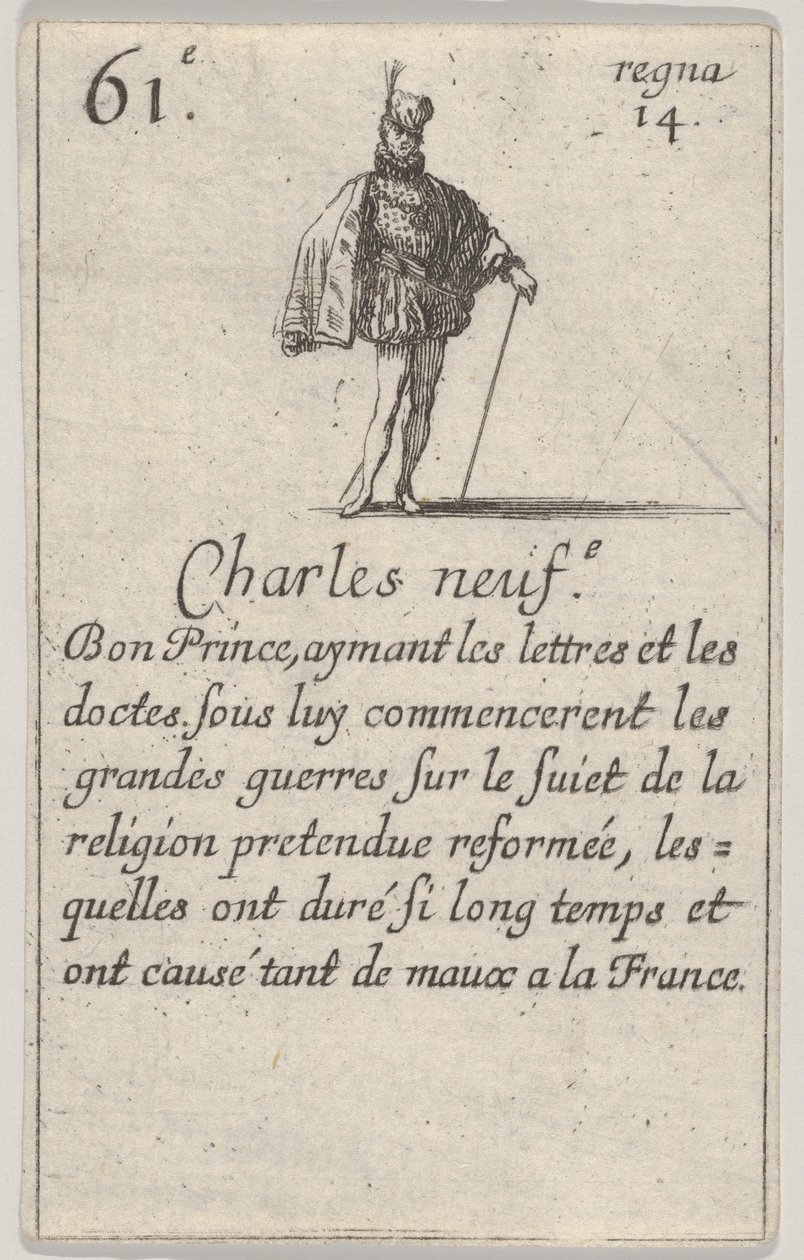 Charles neuf.-e Bon Prince, uit Game of the Kings of France Jeu des Rois de France door Stefano della Bella