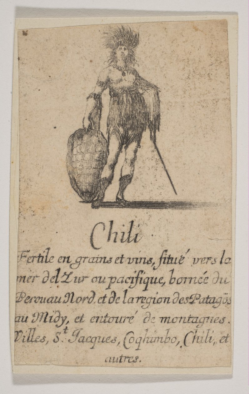 Chili, uit het spel van geografie Jeu de la Géographie, 1644 door Stefano della Bella