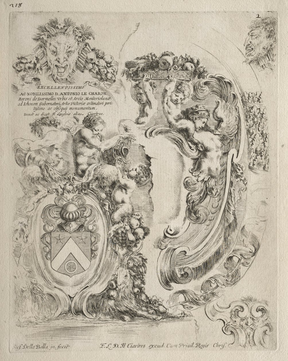 Collectie van Verschillende Caprices en Nieuwe Ontwerpen van Cartouches en Ornamenten: Nr. 2 door Stefano della Bella