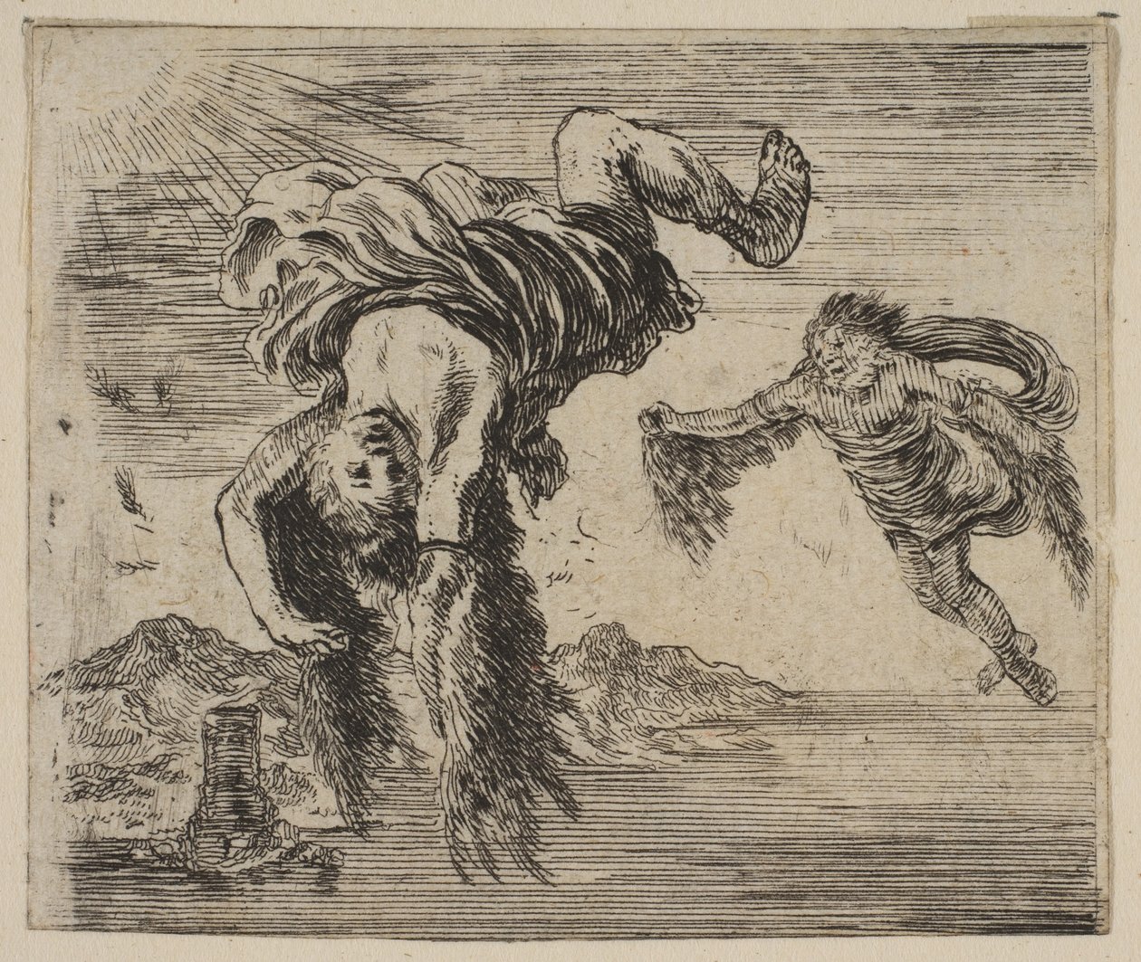 Daedalus en Icarus, uit Spel van Mythologie, 1644 door Stefano della Bella
