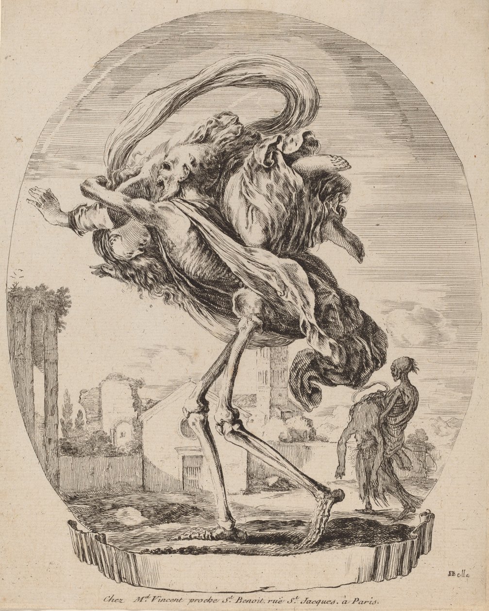 De dood draagt een vrouw, waarschijnlijk 1648 door Stefano della Bella