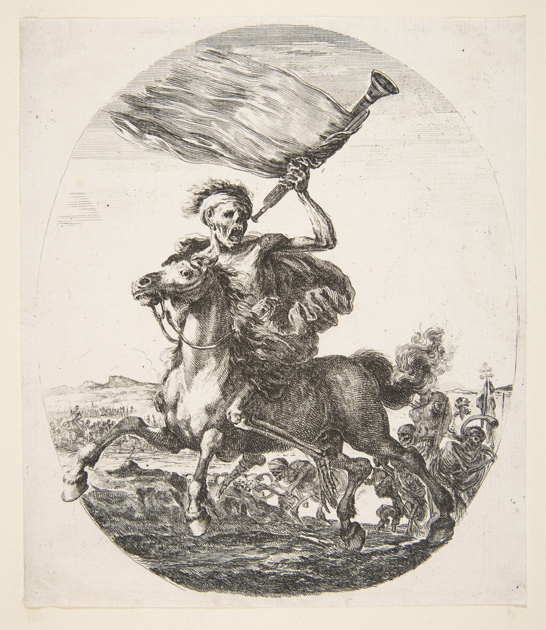 Dood te Paard met een Trompet, uit De vijf doden door Stefano della Bella