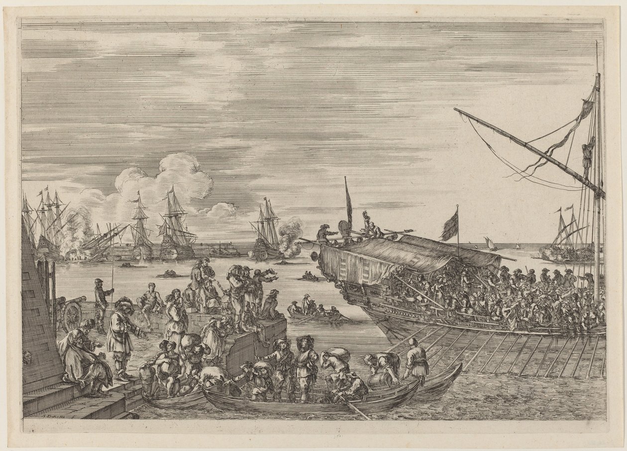 Vertrek van een schip door Stefano della Bella