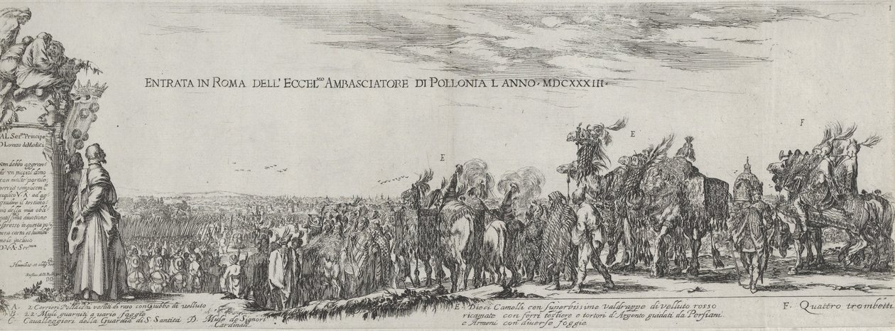Intocht van de Poolse Ambassadeur in Rome, 1633 door Stefano della Bella