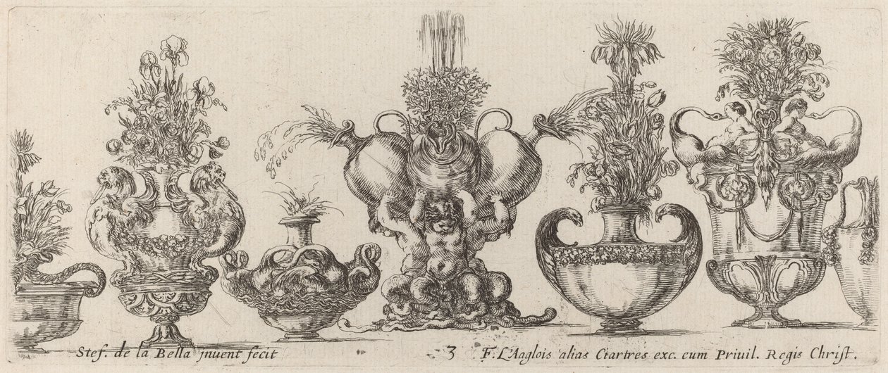 Fantastische Vazen, waarschijnlijk 1646 door Stefano della Bella