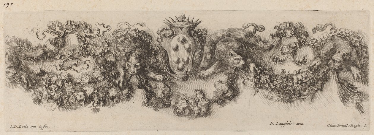 Festoen met Medici-wapen door Stefano della Bella