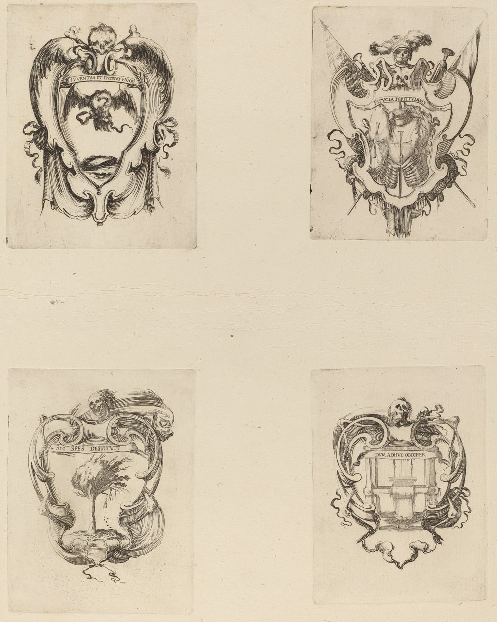 Vier emblemen voor de begrafenis van Prins Francesco de Medici door Stefano della Bella