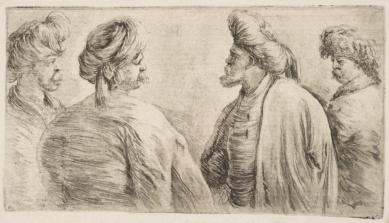 Vier Turken, halffiguren door Stefano della Bella