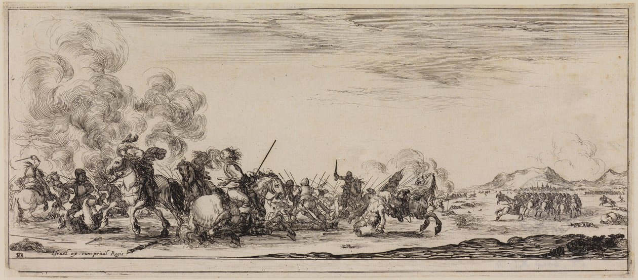 Vrede en oorlog (Et pace et bello): ruitergevecht door Stefano della Bella