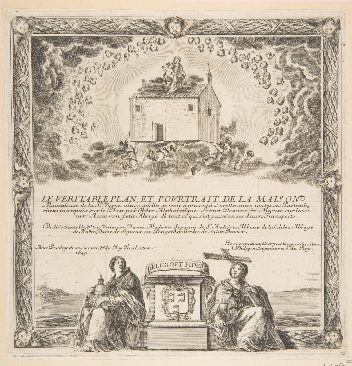 Frontispice voor Le Véritable Plan et Pourtrait de la Maison de la Ste. Vierge door Stefano della Bella