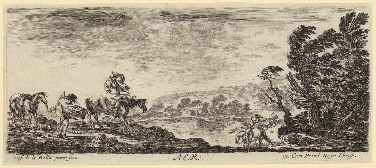 Gevecht op volle zee, blad 5 van de reeks „Vrede en oorlog“ [Et pace, et bello] door Stefano della Bella