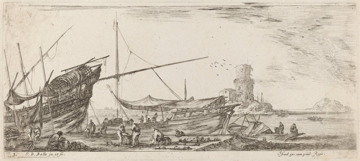 Havenzicht door Stefano della Bella