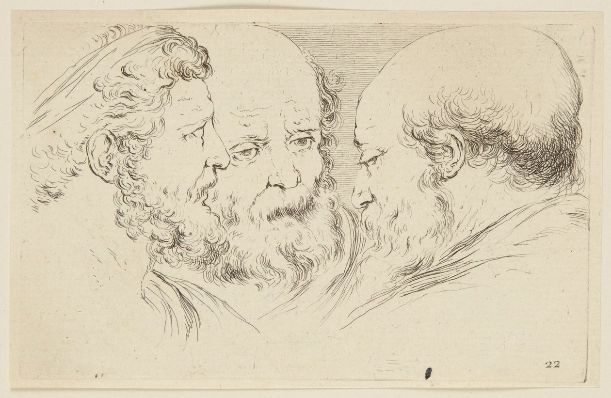 Kopstudies (Verzameling van verschillende stukken voor de kunst van het portretteren, 24) door Stefano della Bella