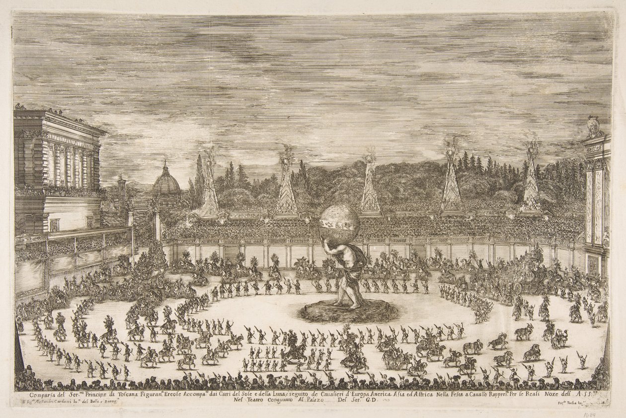 Il Mondo Festeggiante: Toegang van Cosimo III de Medici, 1661 door Stefano della Bella