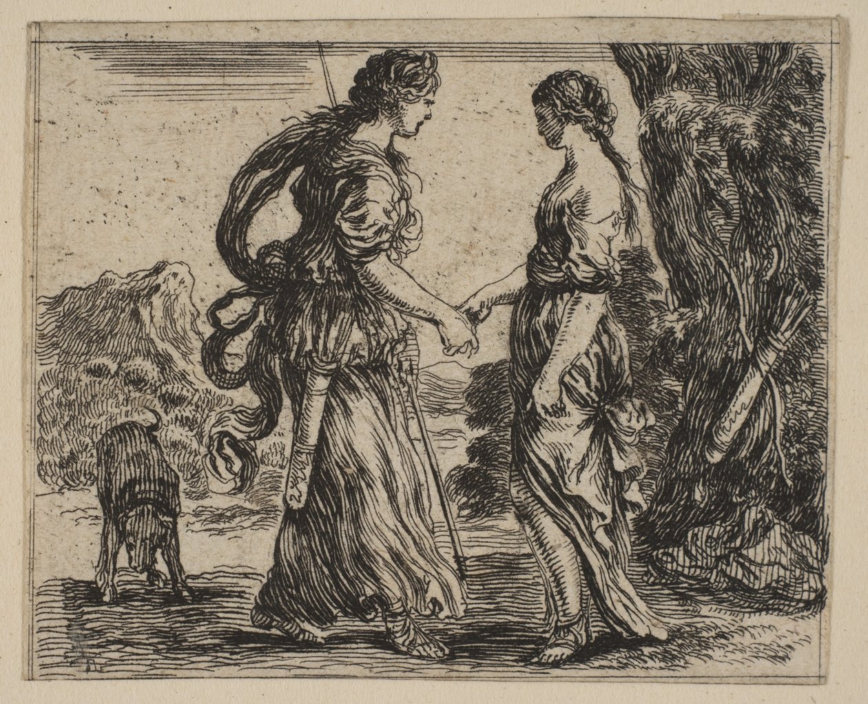 Jupiter en Callisto, uit Game of Mythology Jeu de la Mythologie, 1644 door Stefano della Bella
