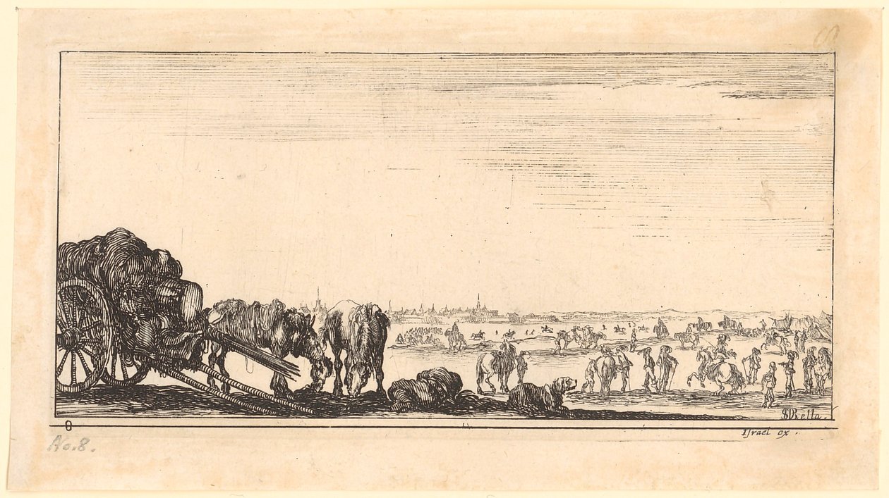 Kar met twee paarden door Stefano della Bella