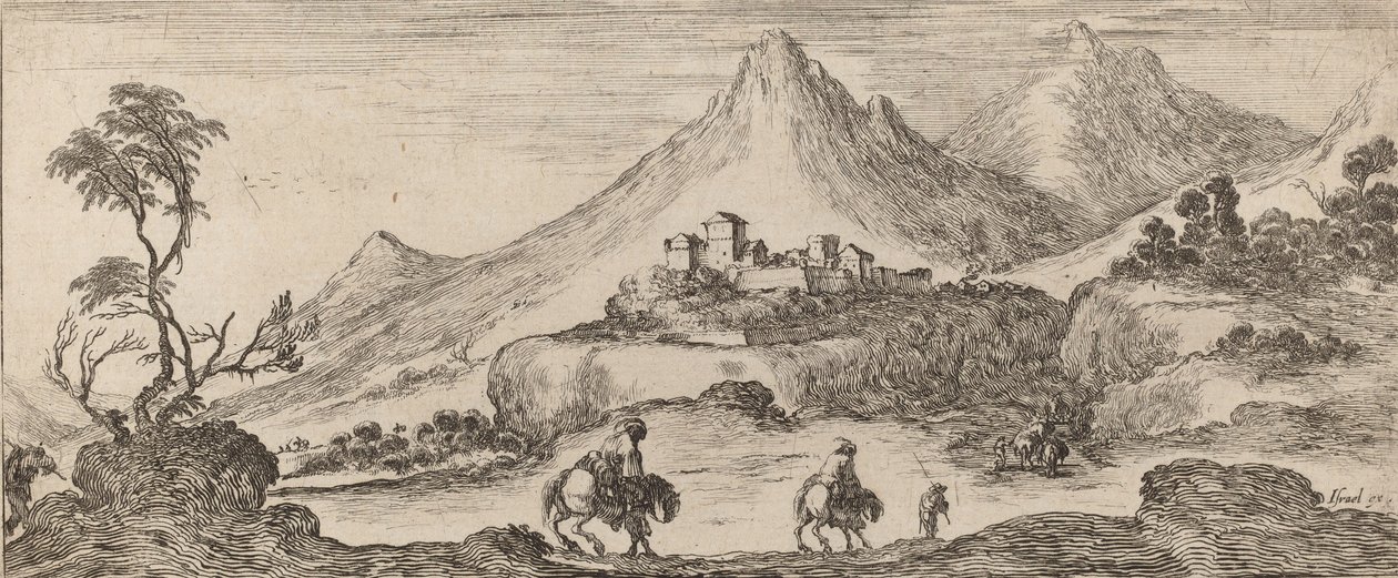 Landschap met kasteel, 1641 door Stefano della Bella