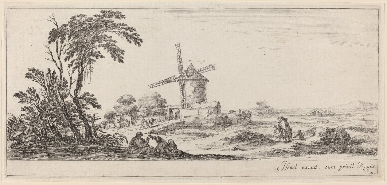 Landschap met Windmolen door Stefano della Bella