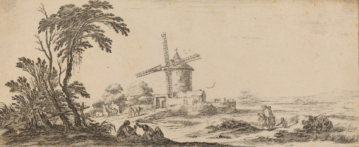 Landschap met windmolen door Stefano della Bella