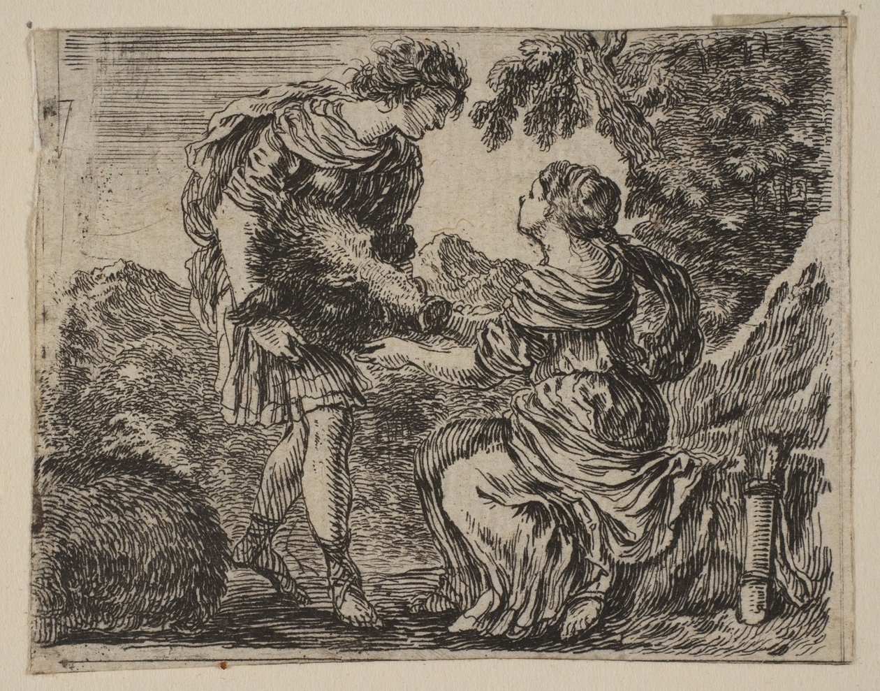 Meleager en Atalanta, uit Spel van Mythologie, 1644 door Stefano della Bella