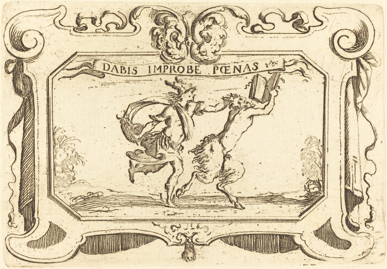 Mercurius achtervolgt een sater met een boek door Stefano della Bella