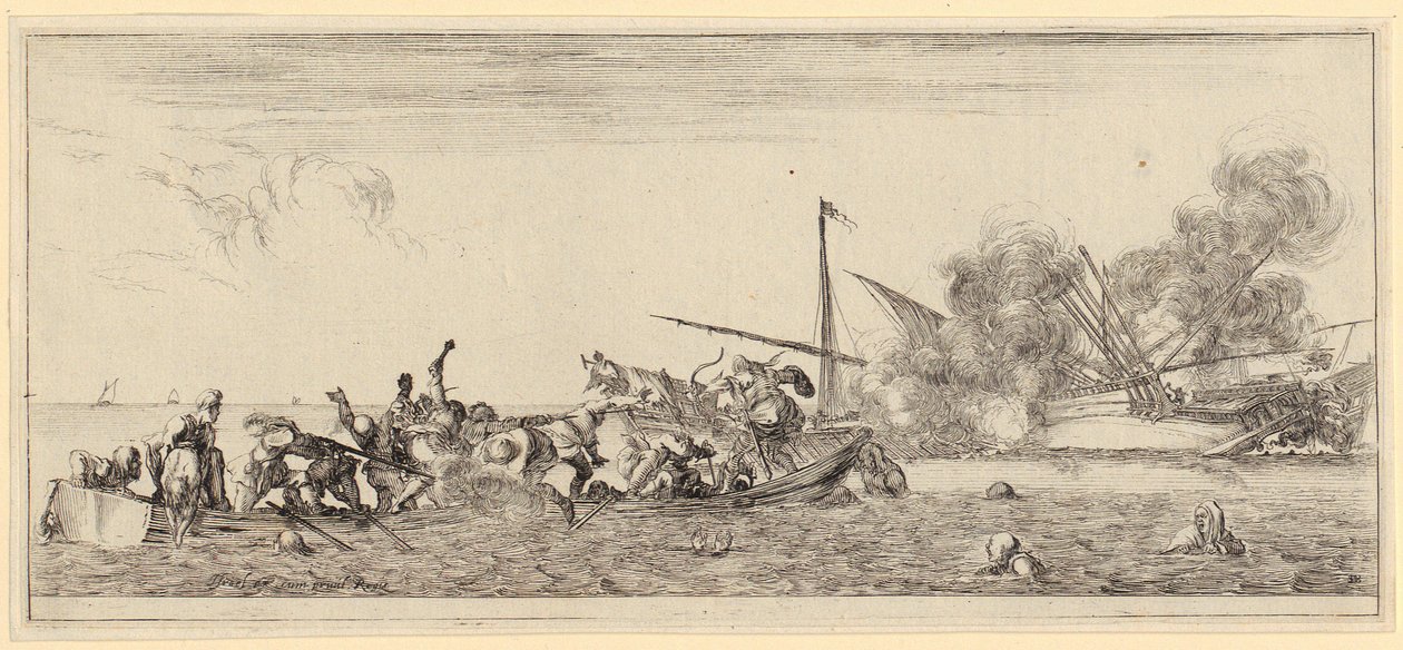 Militaire prent, blad 2 uit de serie „Vrede en oorlog“ [Et pace, et bello] door Stefano della Bella