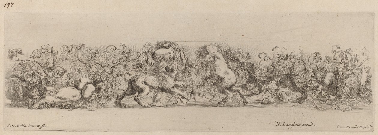 Ornamentale fries met wijnrank, waarschijnlijk 1648 door Stefano della Bella