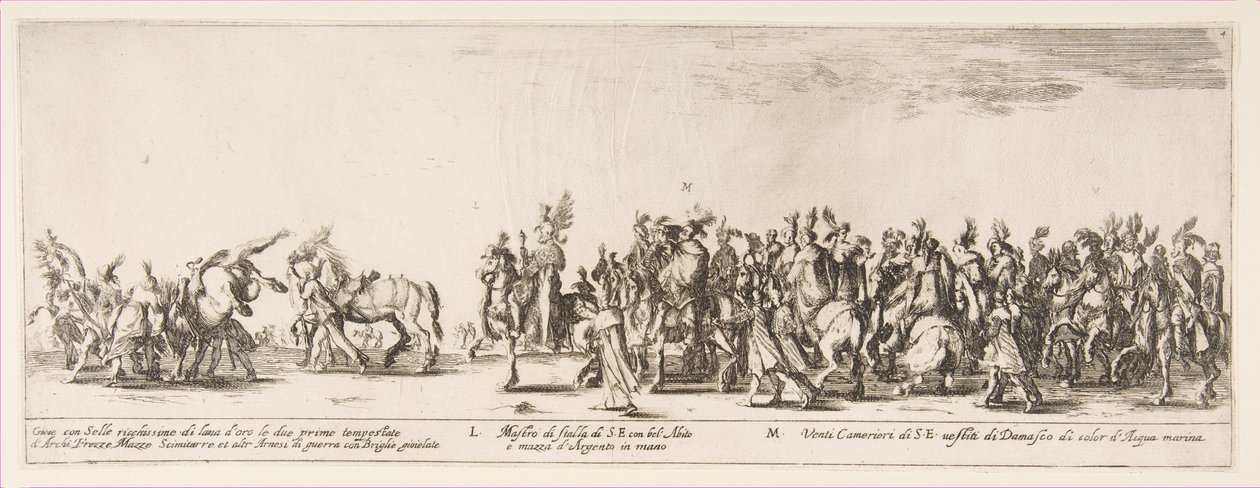 Deel van de ingang van de Poolse legatie L en M, 1633 door Stefano della Bella