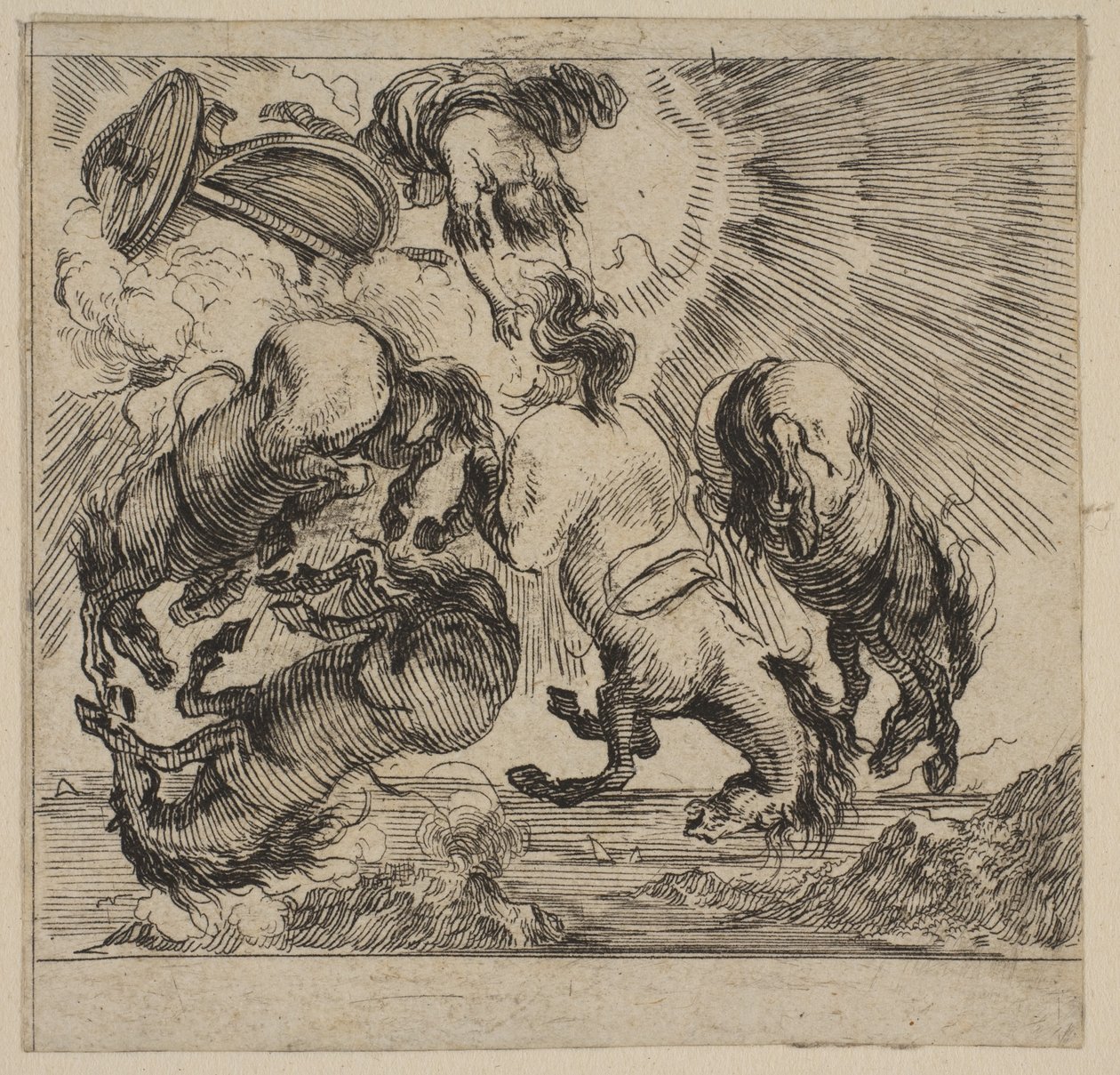 Phaeton, uit het spel van Mythologie Jeu de la Mythologie, 1644 door Stefano della Bella