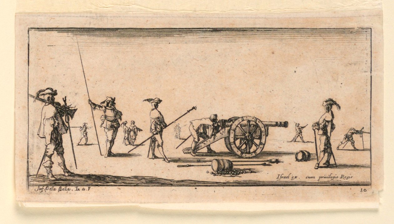 Plaat 10, uit "Desseins de Queleques Conduites de Troupes, Canons, et Ataques de Villes" door Stefano della Bella