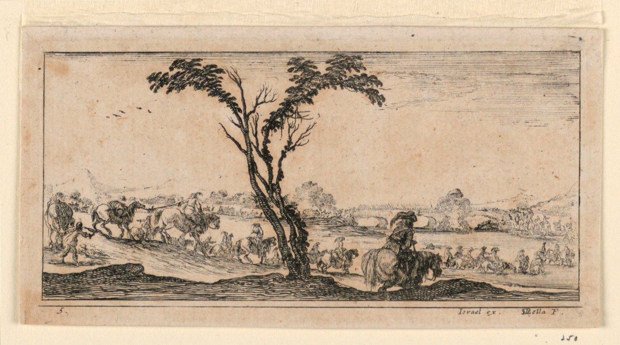 Plaat 5, uit "Desseins de Queleques Conduites de Troupes, Canons, et Ataques de Villes" door Stefano della Bella