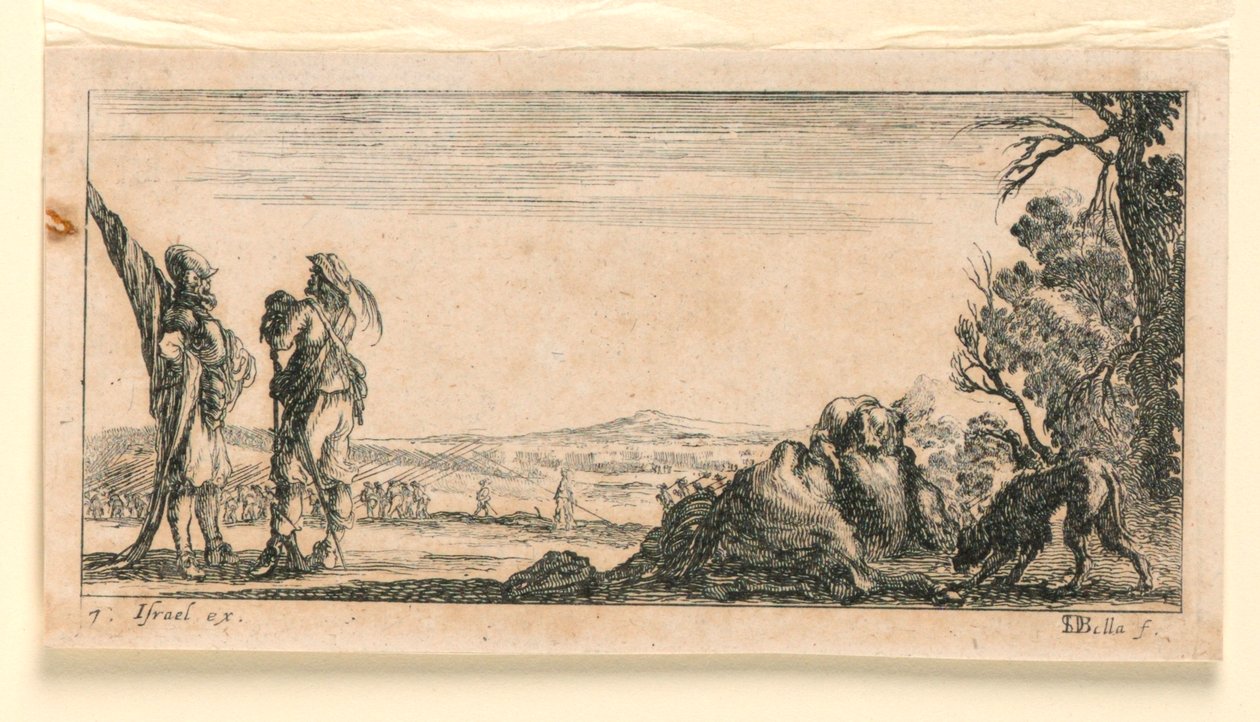 Plaat 7, uit "Desseins de Queleques Conduites de Troupes, Canons, et Ataques de Villes" door Stefano della Bella