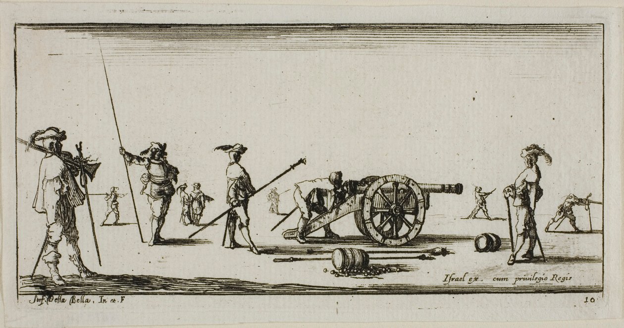 Plaat tien uit Tekeningen van verschillende bewegingen door soldaten door Stefano della Bella