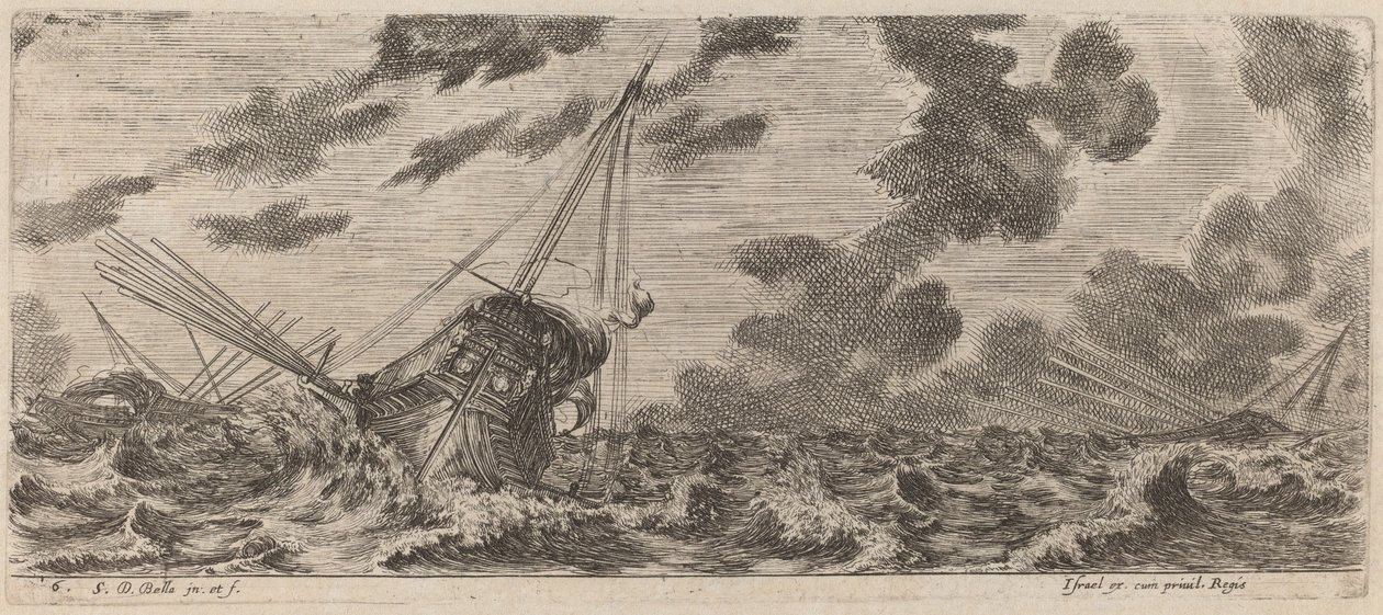 Schip in storm door Stefano della Bella