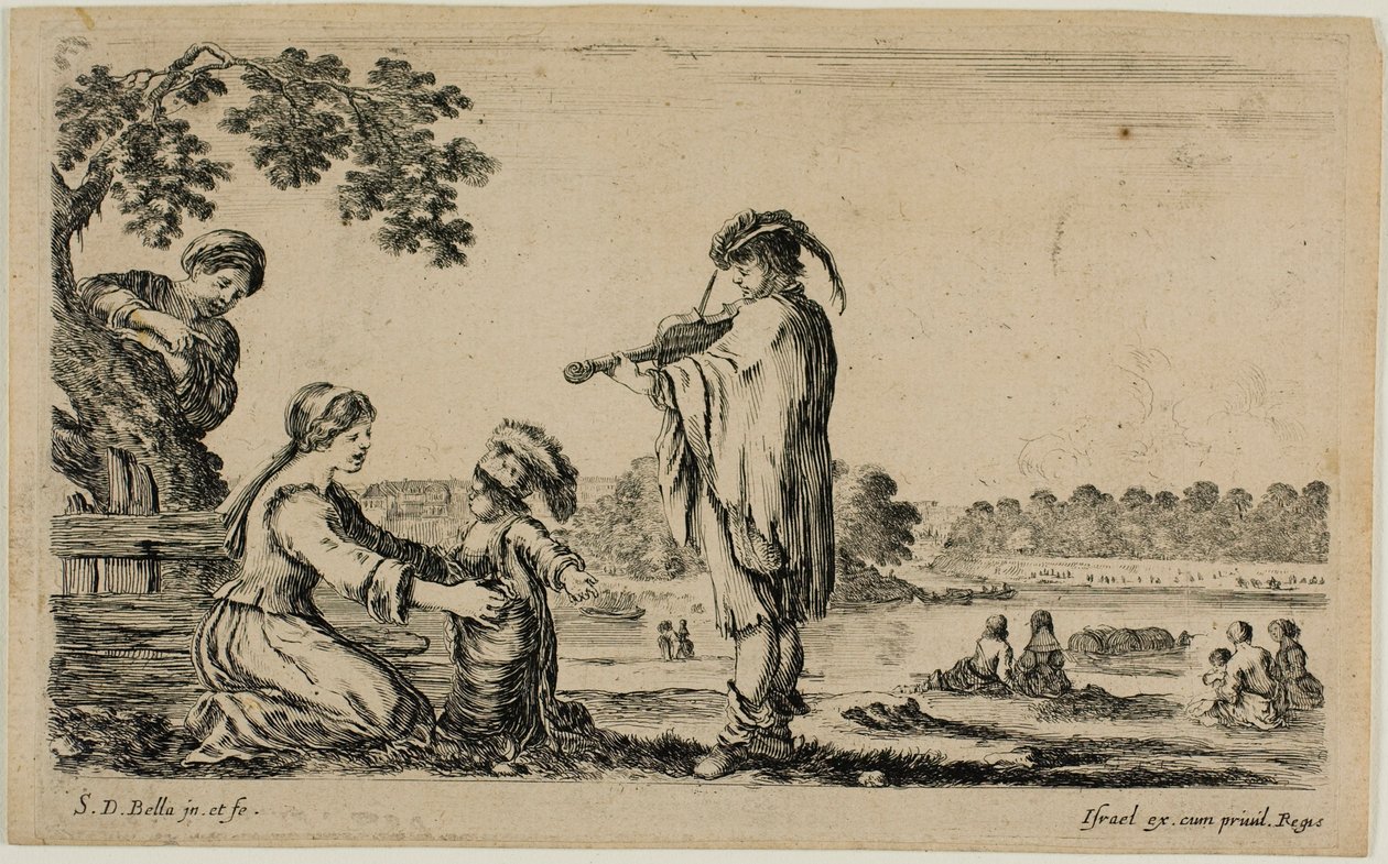 Staande violist, uit Diverse figuren van het platteland door Stefano della Bella