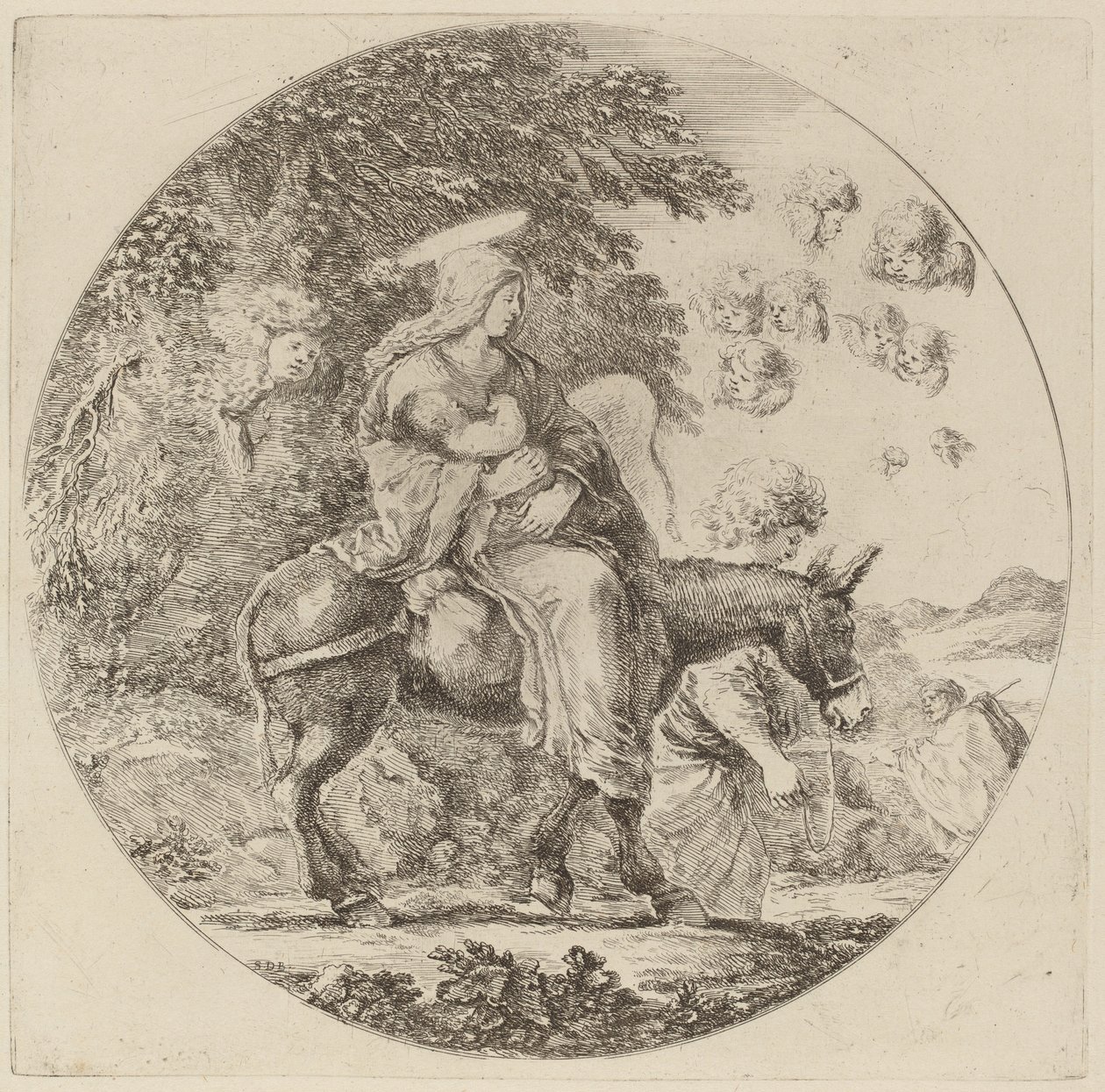 De vlucht naar Egypte, waarschijnlijk 1662 door Stefano della Bella