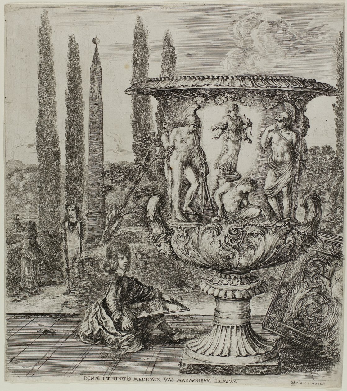 De Medici-vaas, plaat één uit De Zes Grote Zichten van Rome en de Campagna door Stefano della Bella