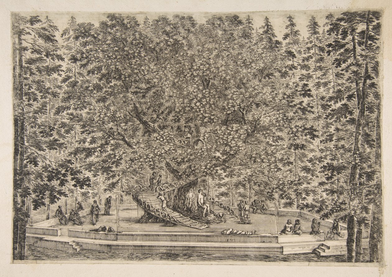 Het boomhuis in Pratolino door Stefano della Bella
