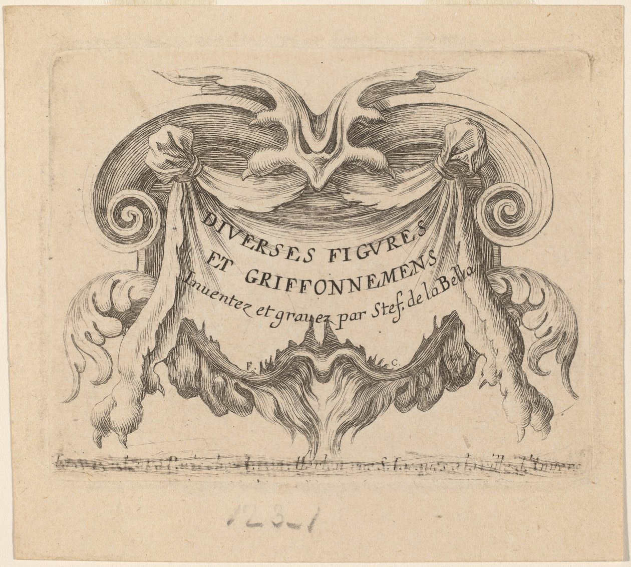 Titelpagina voor "Diverses figures et griffonnements" door Stefano della Bella