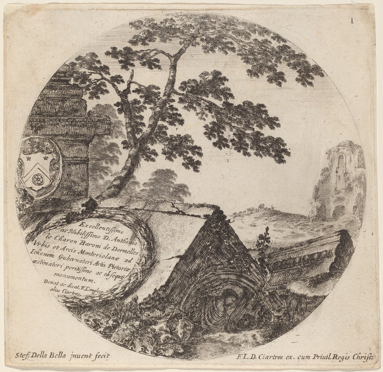 Titelpagina voor "Paysages et ruines de Rome" door Stefano della Bella