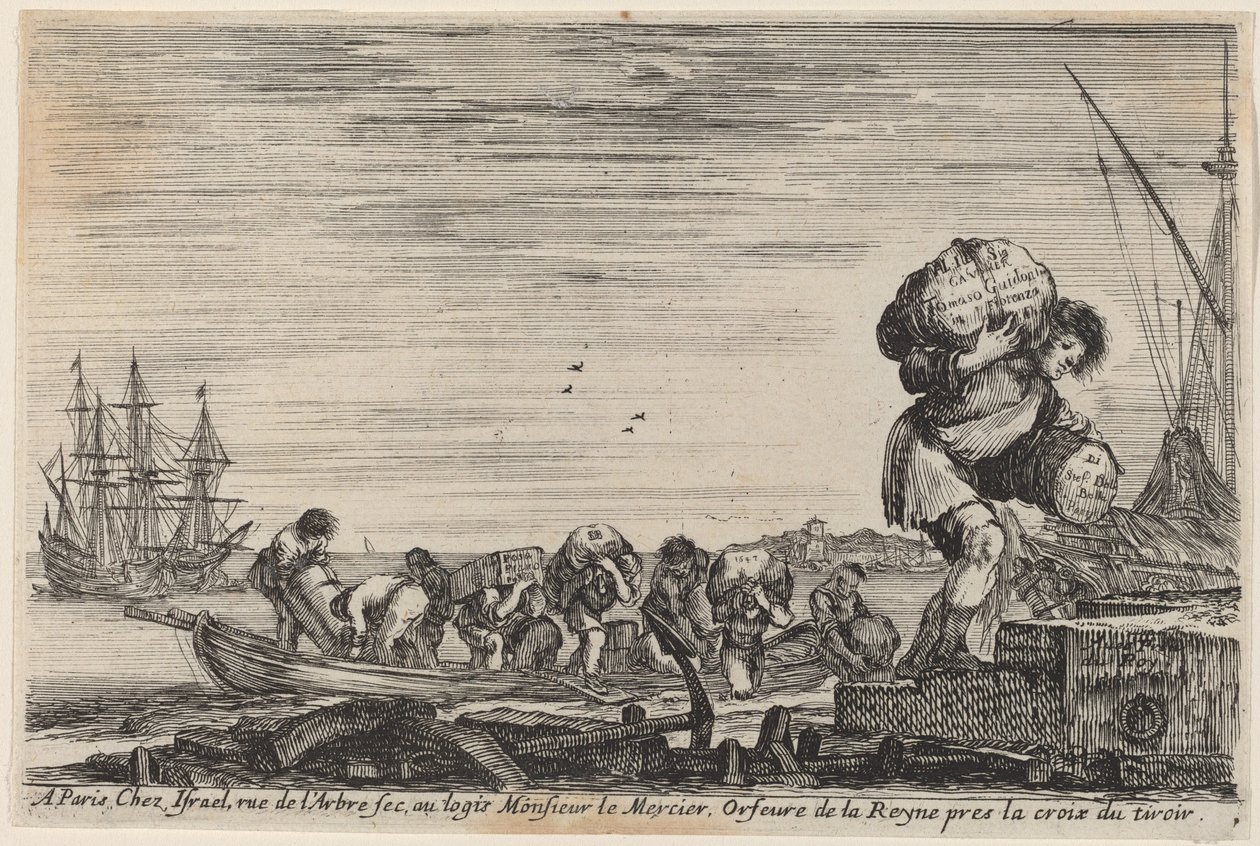 Titelpagina voor Uitzichten van de Havens van de Zee, 1647 door Stefano della Bella
