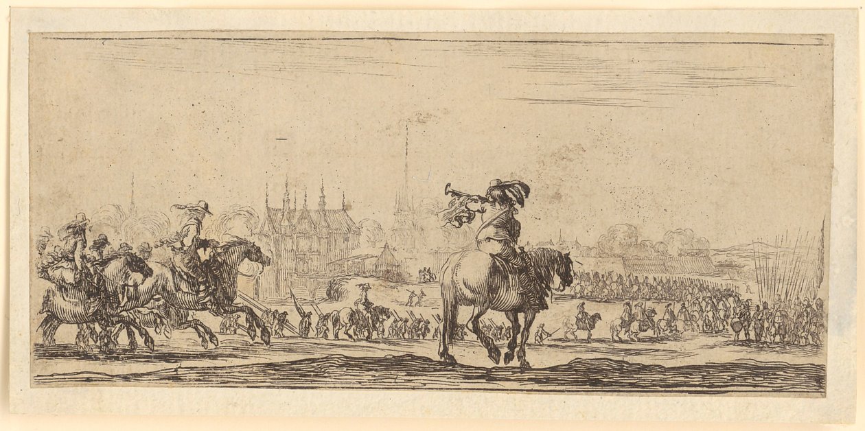 Binnenkomst van troepen in een stad door Stefano della Bella