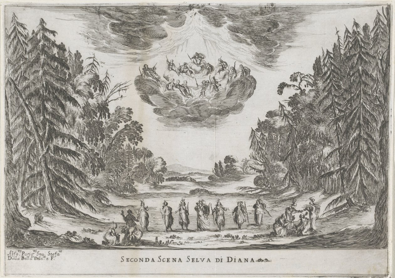 Tweede scène: het bos van Diana door Stefano della Bella