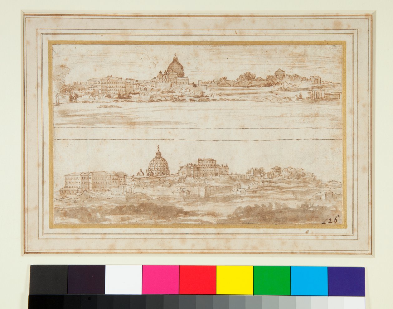 Twee uitzichten op Rome met het Vaticaan door Stefano della Bella