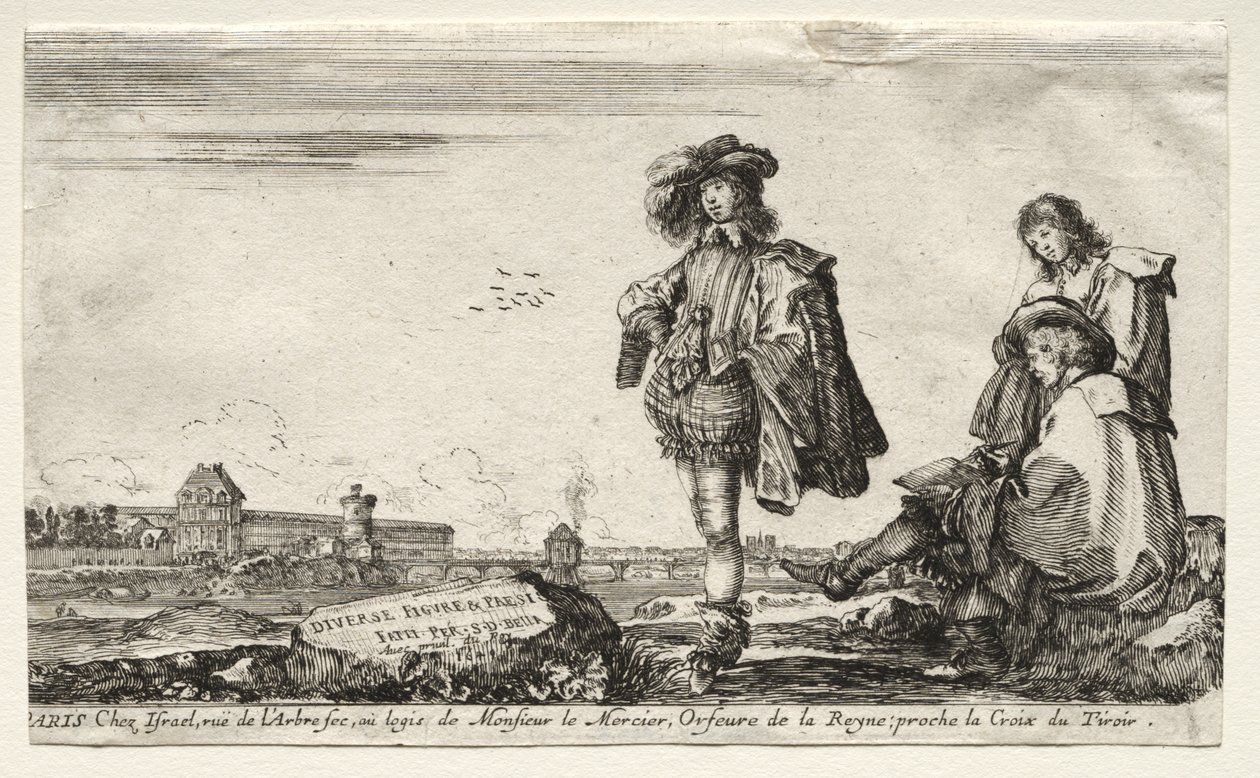 Verschillende figuren en landschappen door Stefano della Bella
